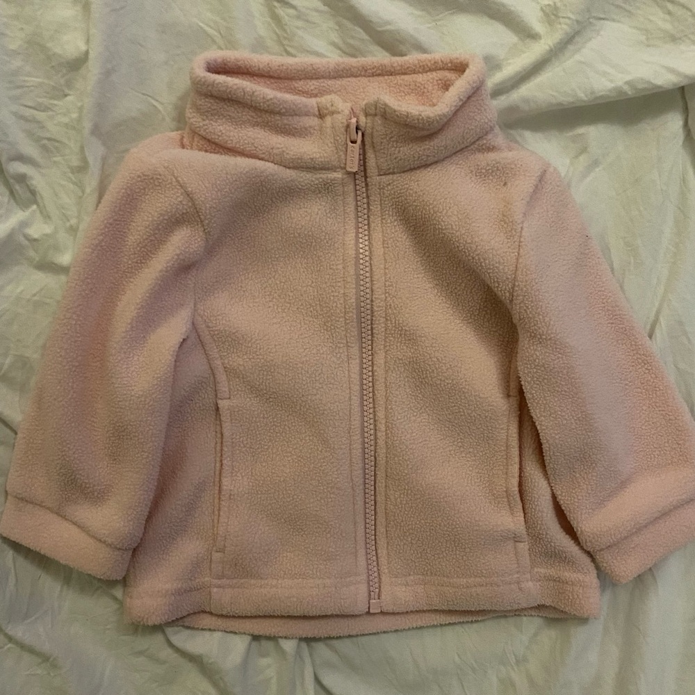 Pink fleece zip up. Size 12 months.